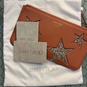 NWT Jimmy Choo Tan Star-Embellished Clutch